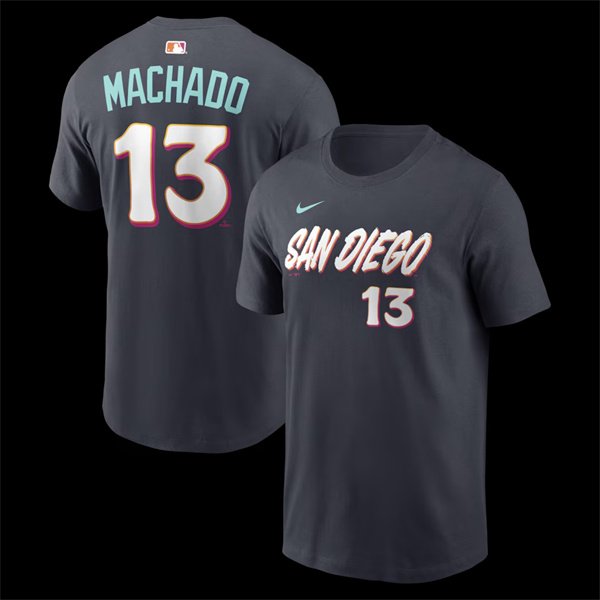 Men's San Diego Padres #13 Manny Machado Obsidian 2026 City Connect T-Shirt