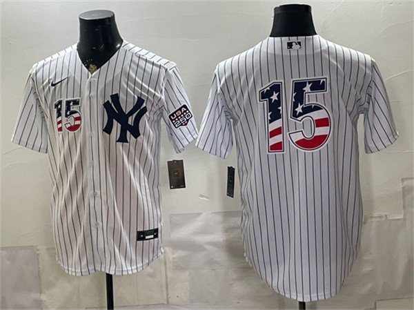 Men's New York Yankees #15 Thurman Munson White 2026 USA 250 Fourth of July Home Stadium Stitched Baseball Jersey