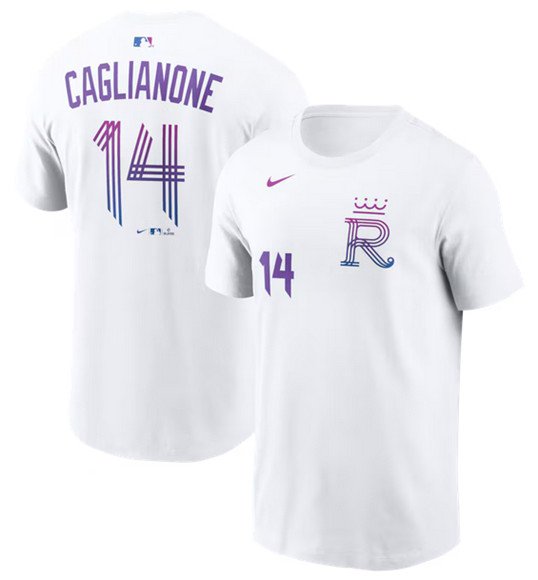Men's Kansas City Royals #14 Jac Caglianone White 2026 City Connect Name & Number T-Shirt