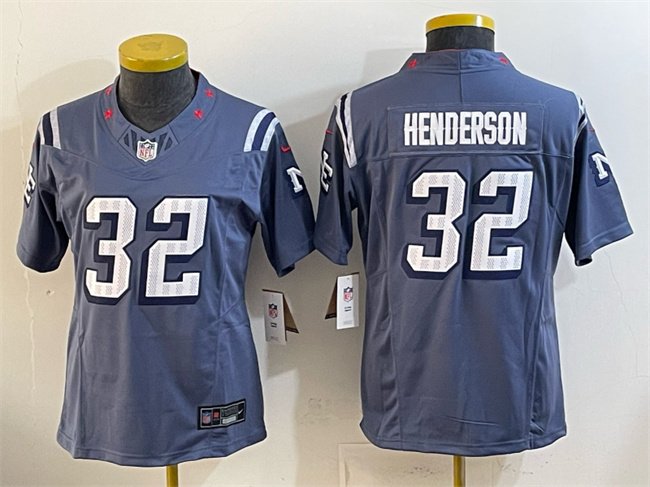 Women's New England Patriots #32 TreVeyon Henderson 2025 “Rivalries” Stitched Football Jersey(Run Small)