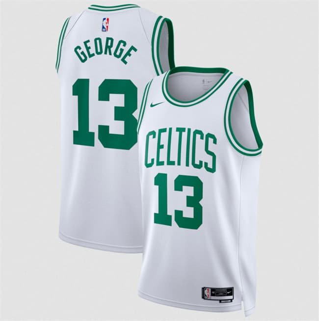 Men's Boston Celtics #13 Paul George White 2026 Association Edition Stitched Basketball Jersey Men's Boston Celtics #13 Paul George White 2026 Association Edition Stitched Basketball Jersey