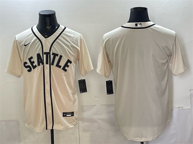 Men's Seattle Mariners Blank Cream Alternate Stitched Baseball Jersey