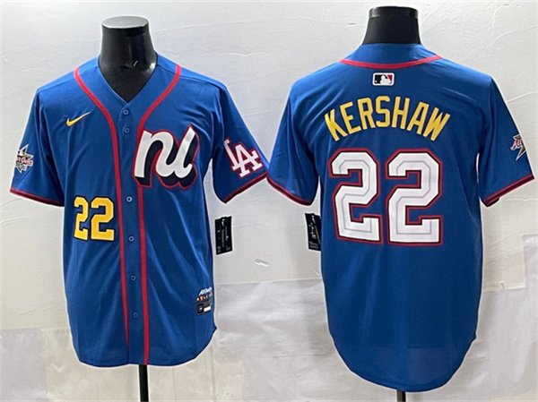 Men's National League #22 Clayton Kershaw Blue 2025 All-Star Edition Limited Stitched Baseball Jersey