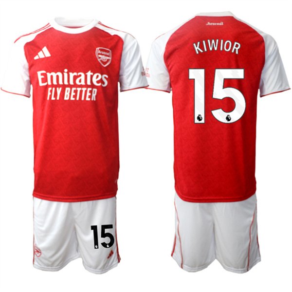 Men's Arsenal F.C #15 Jakub Kiwior 2026 Red Home Soccer Jersey Suit