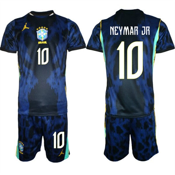 Men's Brazil national football team #10 Neymar Jr Navy 2026 Away Soccer Jersey Suit