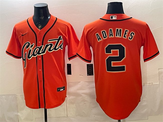 Men's San Francisco Giants #2 Willy Adames Orange Cool Base Stitched Baseball Jersey