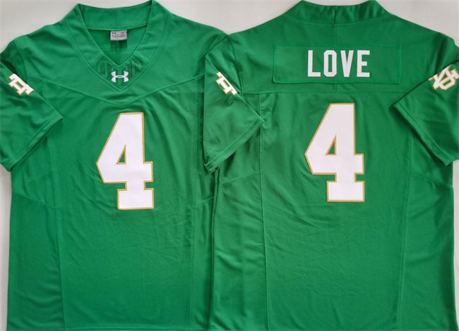 Men's Notre Dame Fighting Irish #4 Jeremiyah Love Green 2024 F.U.S.E. Limited Stitched Jersey