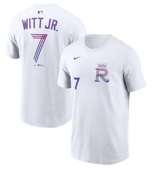 Men's Kansas City Royals #7 Bobby Witt Jr. White 2026 City Connect Name & Number T-Shirt