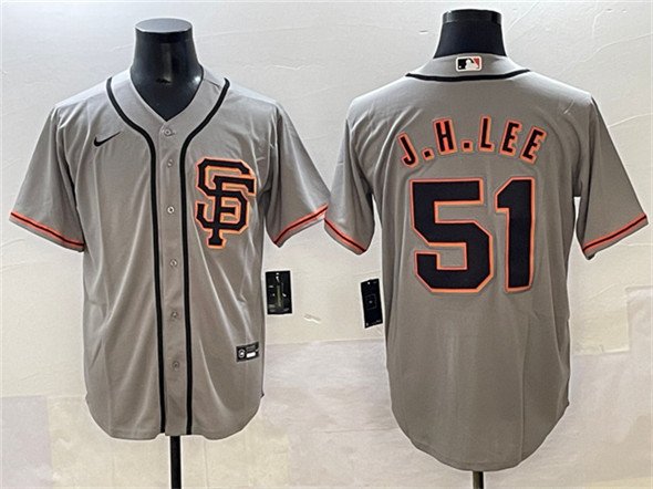 Men's San Francisco Giants #51 Jung Hoo Lee Gray Cool Base Stitched Baseball Jersey