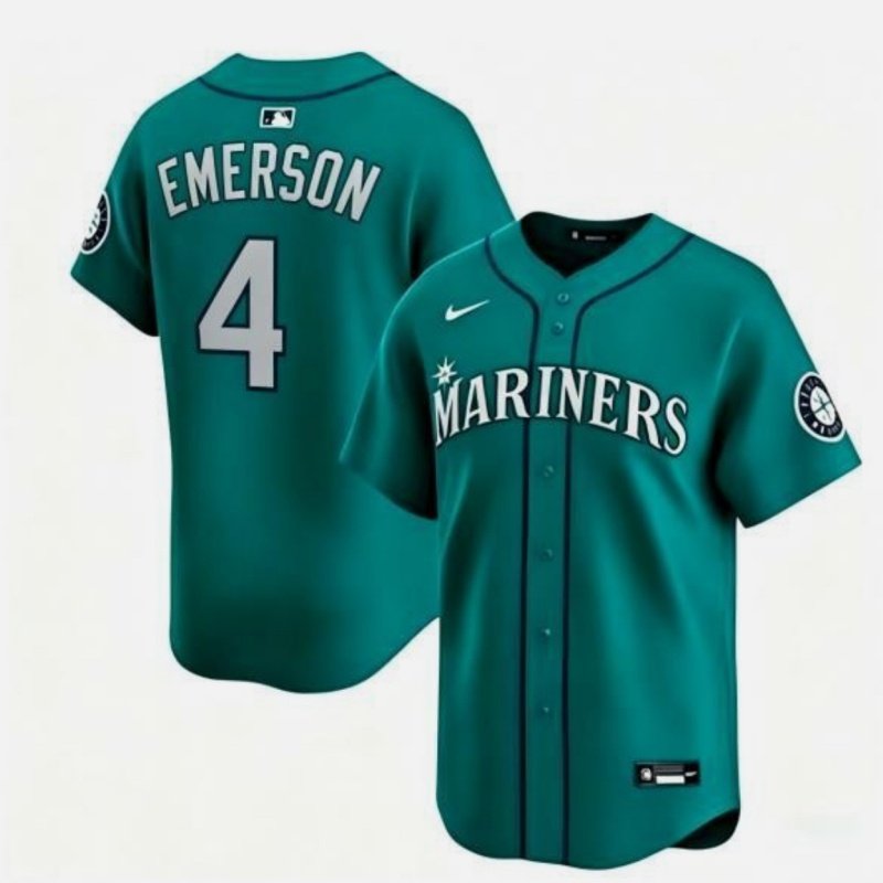 Men's Seattle Mariners #4 Colt Emerson Aqua Limited Stitched jersey
