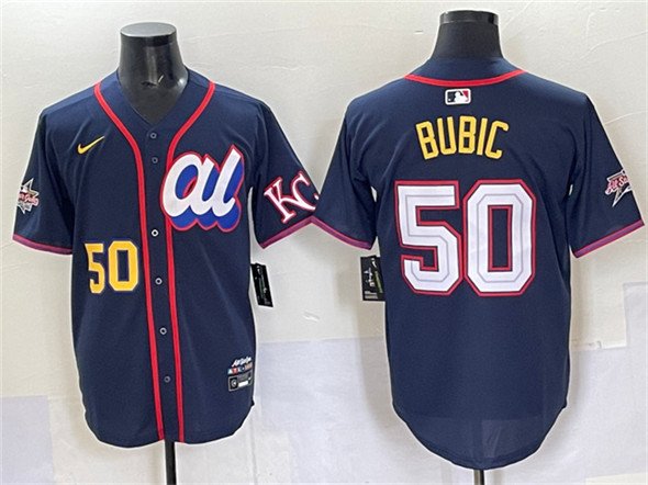 Men's American League #50 Kristofer Bubic Navy 2025 All-Star Edition Limited Stitched Baseball Jersey