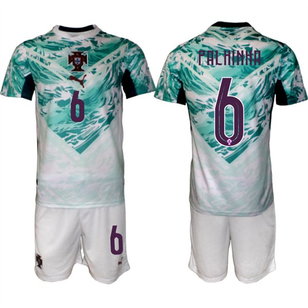 Men's Portugal Team #6 Jo?o Palhinha Green 2026 World Cup Away Soccer Jersey Suit