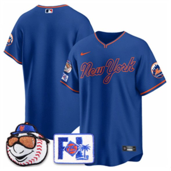 Men's New York Mets Blank Royal 2025 Spring Training Stitched Baseball Jersey