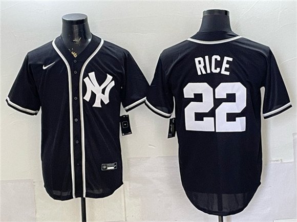 Men's New York Yankees #22 Ben Rice 2026 Fashion Replica Black Out Stitched Baseball Jersey