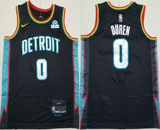 Men's Detroit Pistons #0 Jalen Duren Black 2025 City Sponsor Swingman Jersey