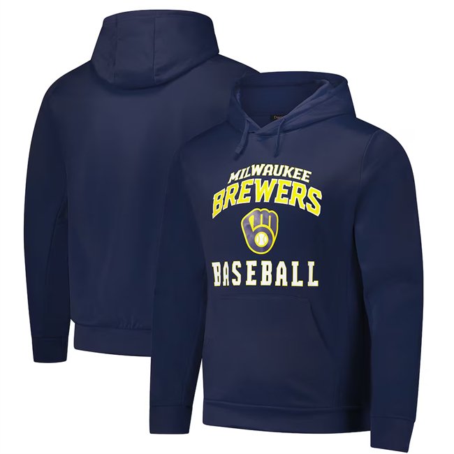 Men's Milwaukee Brewers Navy Dunbrooke Champion Pullover Hoodie