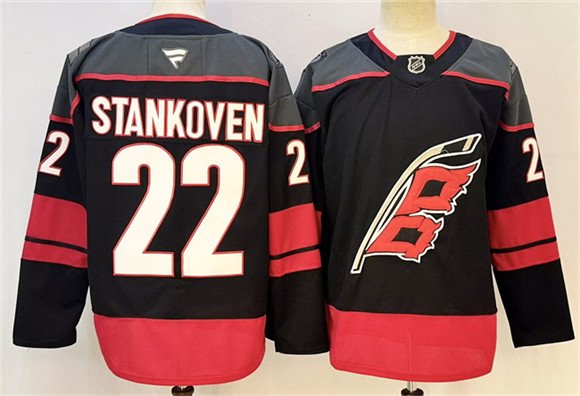 Men's Carolina Hurricanes #22 Logan Stankoven Black 2024-25 Home Stitched Hockey Jersey