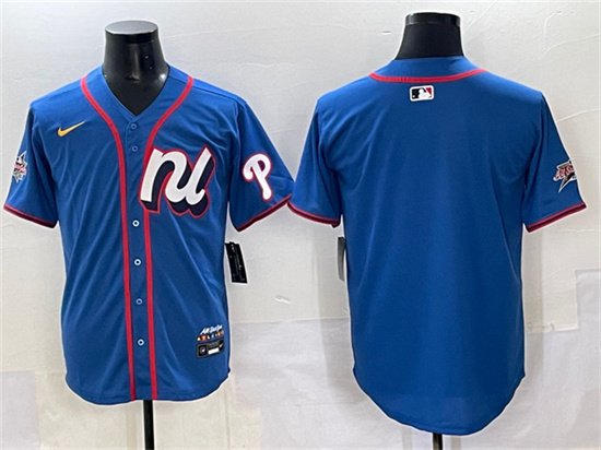 Men's National League Philadelphia Phillies Blank Blue 2025 All-Star Edition Limited Stitched Baseball Jersey