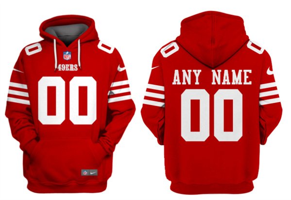 Men's San Francisco 49ers Customized Red Alternate Pullover Hoodie