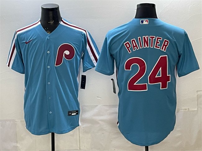 Men's Philadelphia Phillies #24 Andrew Painter Blue Cool Base Stitched Jersey