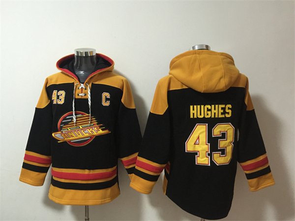 Men's Vancouver Canucks #43 Quinn Hughes Green Ageless Must-Have Lace-Up Pullover Hoodie