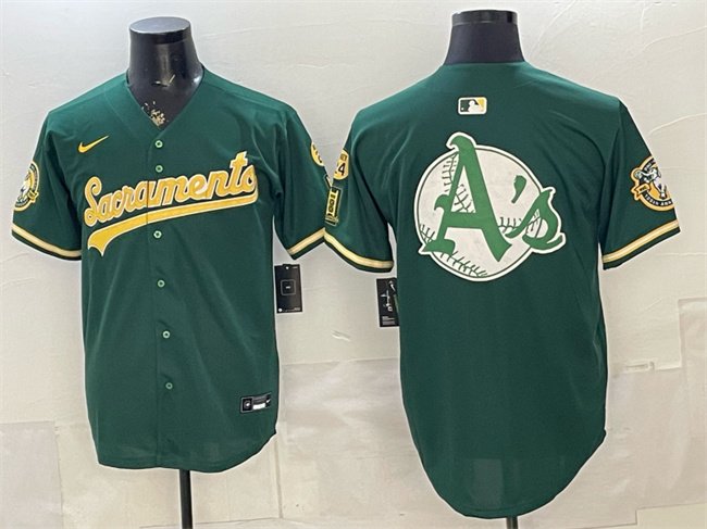 Men's Oakland Athletics Team Big Logo 2026 Green Alternate Sacramento Celebrating 125 Years Vapor Limited Stitched Baseball Jerseys