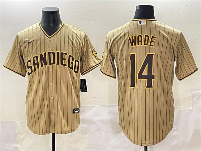 Men's San Diego Padres #14 Tyler Wade Tan Cool Base Stitched Baseball Jersey