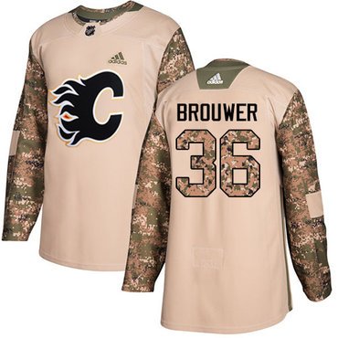Adidas Flames #36 Troy Brouwer Camo Authentic 2017 Veterans Day Stitched NHL Jersey