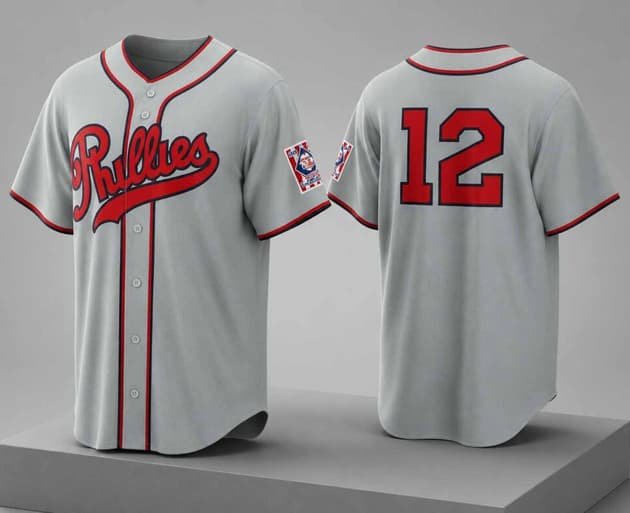 Men's Philadelphia Phillies #12 Kyle Schwarber Gray 2026 Field of Dreams Stadium Stitched Baseball Jersey