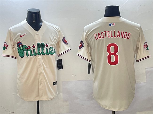 Men's Philadelphia Phillies #8 Nick Castellanos Cream Phanatic Limited Stitched Jersey