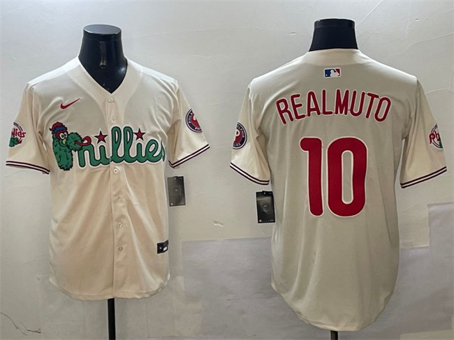 Men's Philadelphia Phillies #10 J.T. Realmuto Cream Phanatic Limited Stitched Jersey