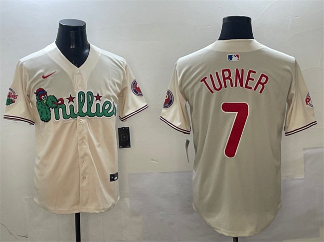 Men's Philadelphia Phillies #7 Trea Turner Cream Phanatic Limited Stitched Jersey