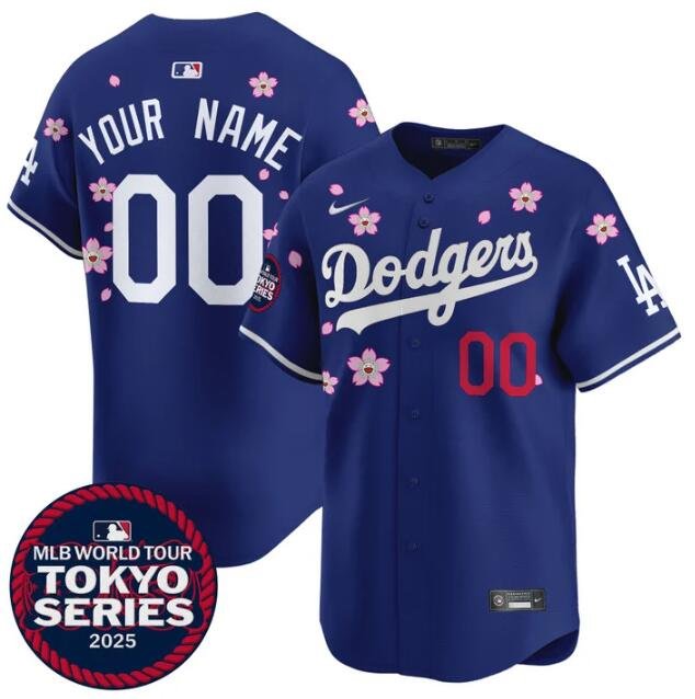 Men's Los Angeles Dodgers Active Player Custom Royal 2025 Tokyo Series Limited Stitched Baseball Jersey