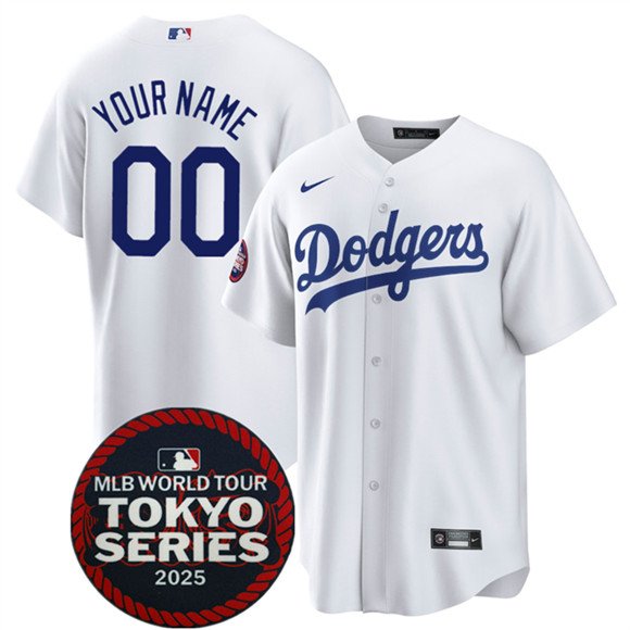 Men's Los Angeles Dodgers ACTIVE PLAYER Custom White 2025 World Tour Tokyo Series Home Stitched Baseball Jersey