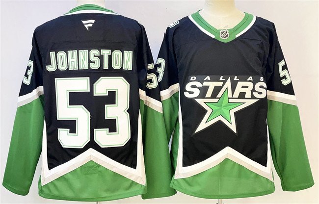 Men's Dallas Stars #53 Wyatt Johnston Black Authentic Jersey