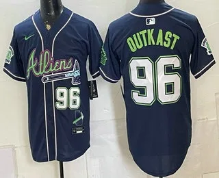 Men's Atlanta Braves #96 Outkast Navy Galaxy With Outkast Patch Vapor Limited Stitched Jersey