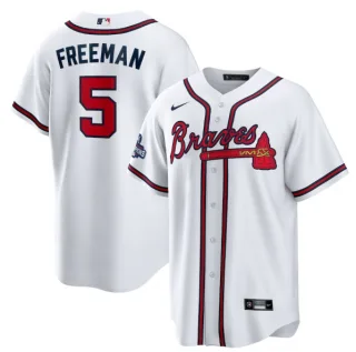 Men's White Atlanta Braves #5 Freddie Freeman 2021 World Series Champions Cool Base Stitched Jersey