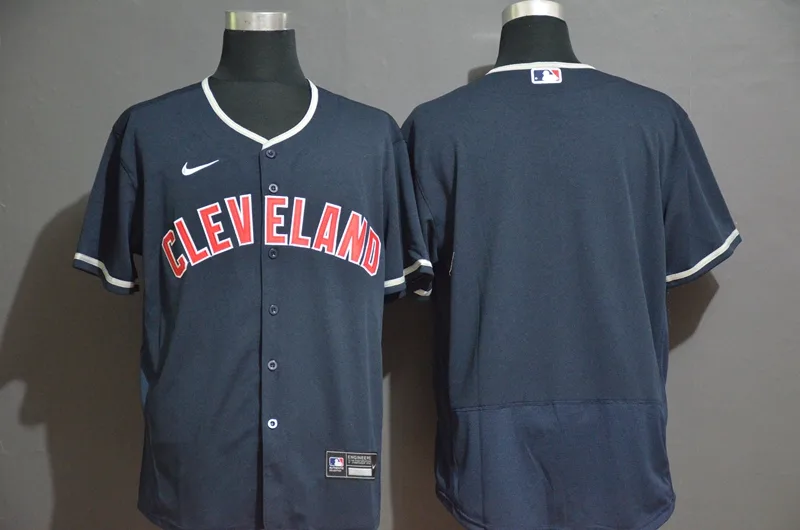 Men's Cleveland Indians Blank Navy Blue Stitched MLB Flex Base Nike Jersey