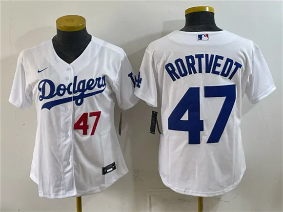 Women's Los Angeles Dodgers #47 Ben Rortvedt White Cool Base Stitched Baseball Jersey(Run Small)