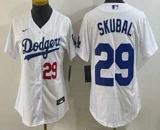 Women's Los Angeles Dodgers #29 Tarik Skubal White Cool Base Stitched Jersey