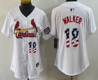 Women's St Louis Cardinals #18 Jordan Walker White USA 250 Fourth of July Stitched Jersey