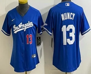 Women's Los Angeles Dodgers #13 Max Muncy Blue Alternate Stadium Jersey