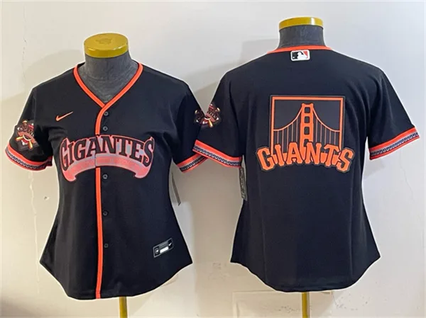 Women's San Francisco Giants Team Big Logo Black 2026 Alternate Stadium Stitched Baseball Jersey(Run Small)