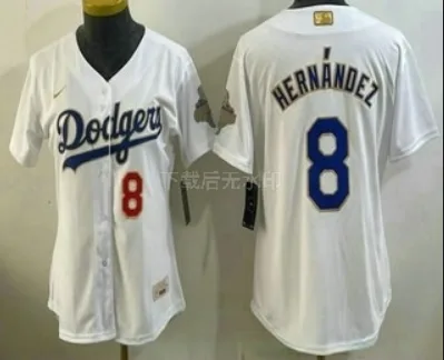 Women's Los Angeles Dodgers #8 Enrique Hernandez White 2026 Gold Collection Stadium Jersey