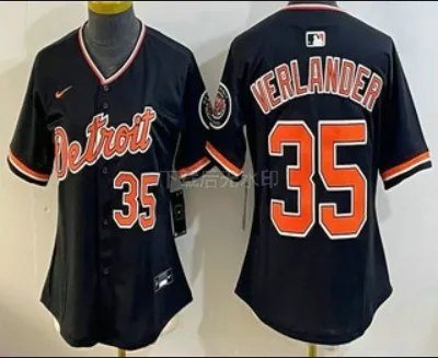 Women's Detroit Tigers #35 Justin Verlander Black Stadium Jersey