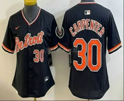 Women's Detroit Tigers #30 Kerry Carpenter Black Stadium Jersey