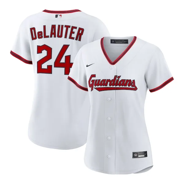 Women's Cleveland Guardians #24 Chase DeLauter Nike White Home Replica Jersey