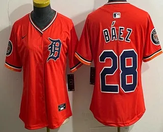 Women's Detroit Tigers #28 Javier Baez Orange Limited Jersey