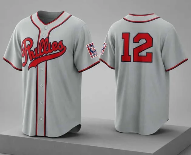 Men's Philadelphia Phillies #12 Kyle Schwarber Gray 2026 Field of Dreams Stadium Stitched Baseball Jersey