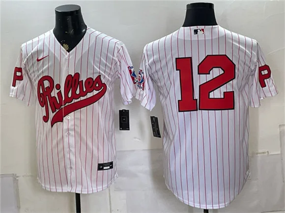 Mens Philadelphia Phillies #12 Kyle Schwarber White 2026 Field of Dreams Stadium Stitched Baseball Jersey